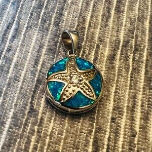 Starfish Pendant with Blue and Silver Accents